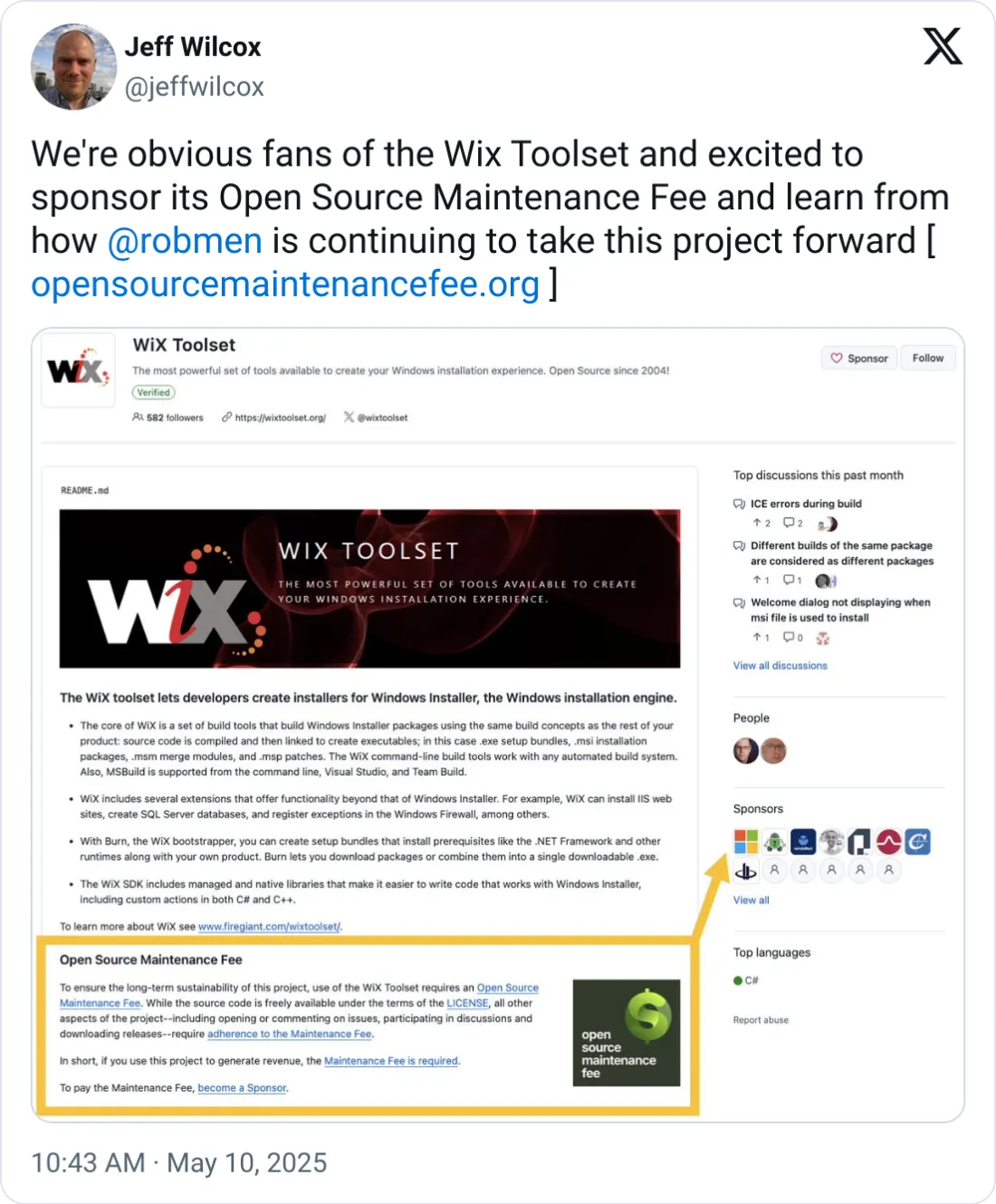 Microsoft OSMF tweet